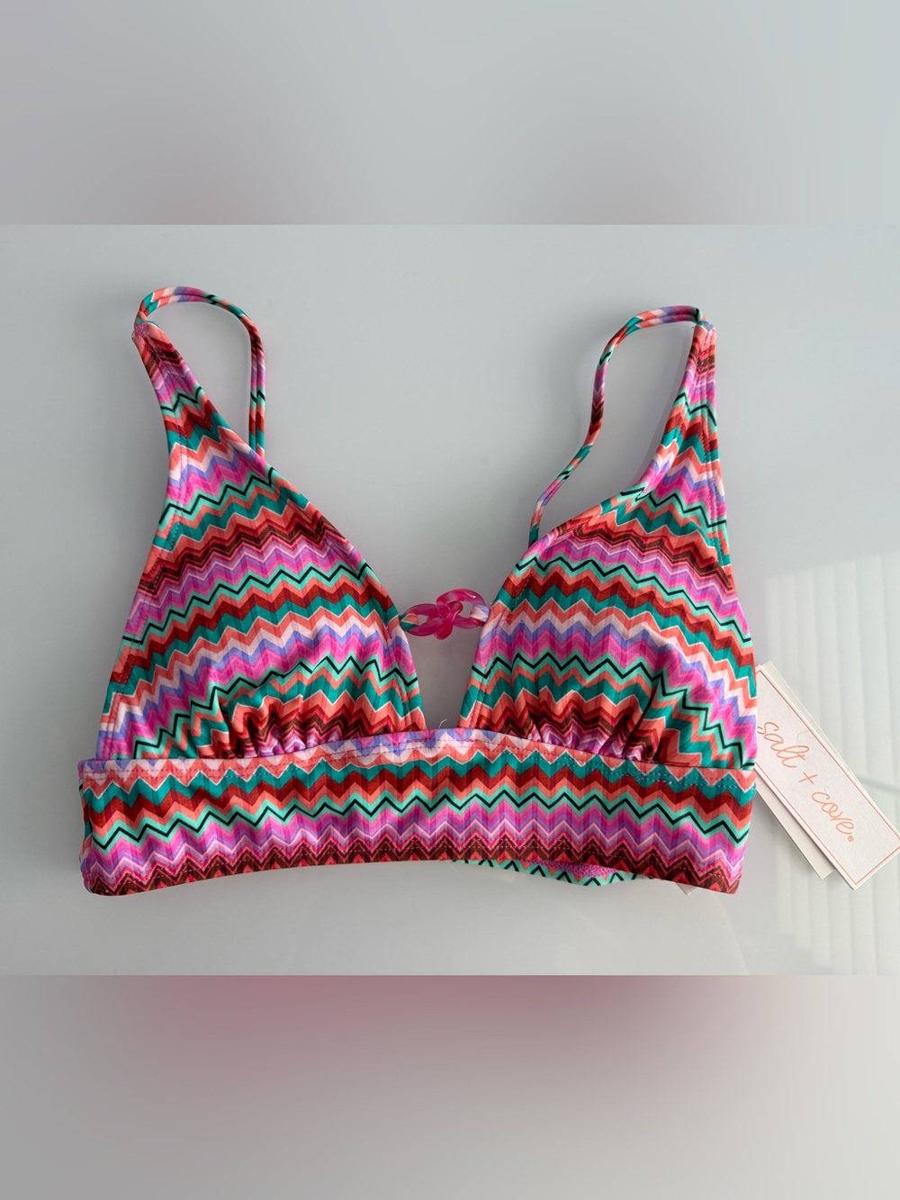 Salt + Cove Juniors' Multicolor Front-Tab Midkini Bikini Swim Top Size Small